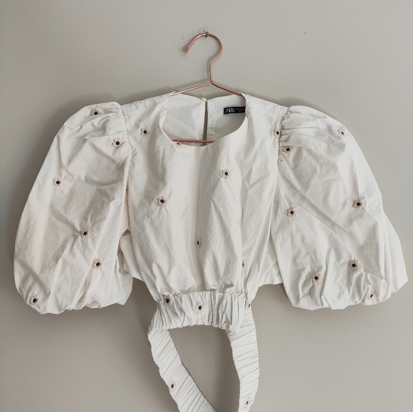 Zara cotton cropped flower top - Picture 4 of 9